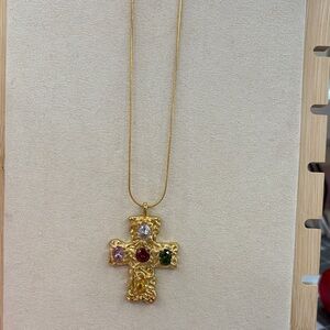 Elegant Gold Plated Cross Pendant Necklace